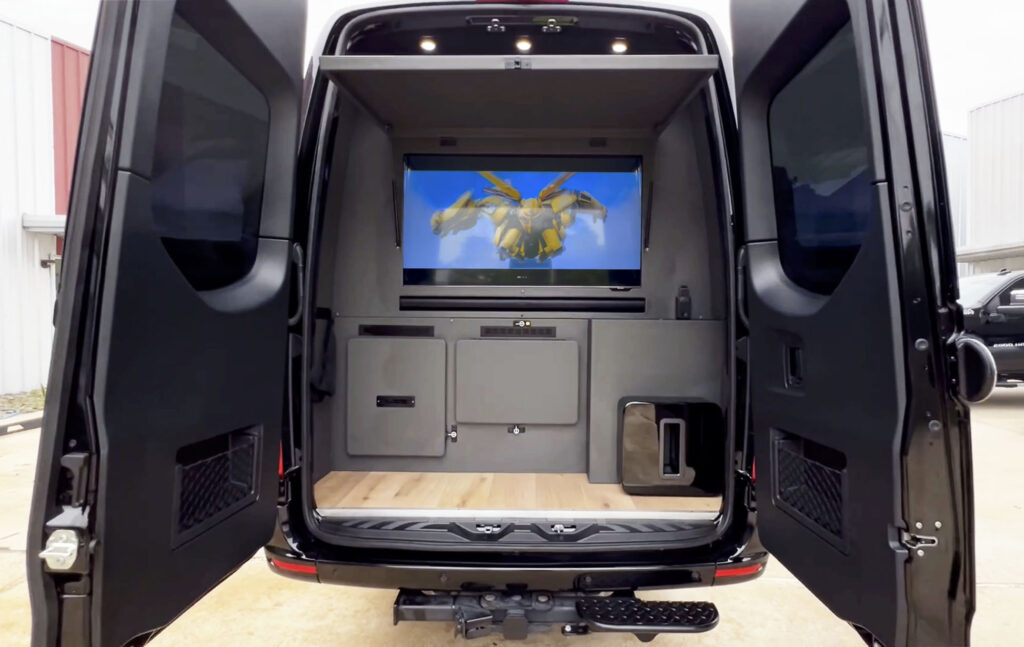 Rear Facing TV and Cargo Area